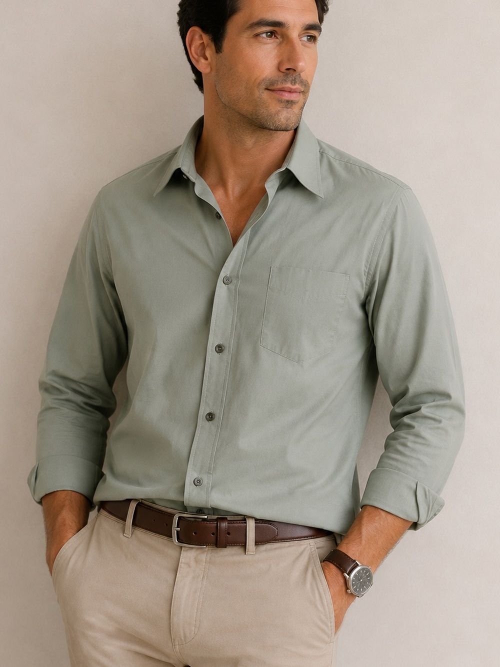 Stafford Men's Button-Down Shirt in Sage